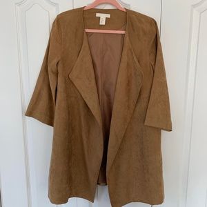 Long jacket with 3/4 sleeves in beige suede H&M size 4 (Small)